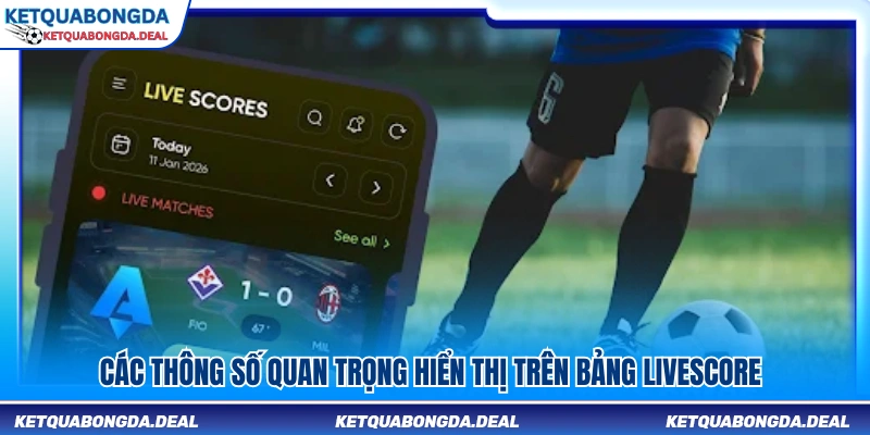 Những dữ liệu quan trọng được hiển thị trên bảng Livescore