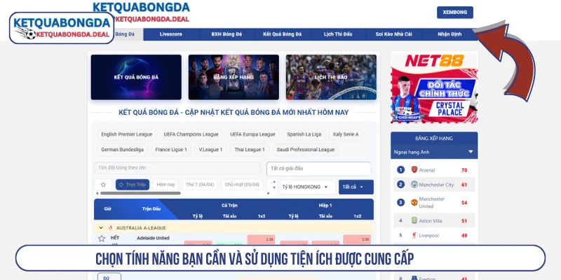 Chọn tính năng bạn cần và sử dụng tiện ích được cung cấp