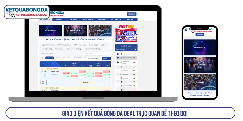 Giao diện Kết Quả Bóng Đá trực quan dễ theo dõi